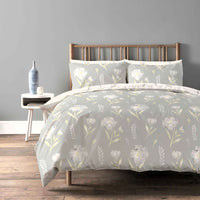 OLIVIA ROCCO Luxury Super Soft Cotton Rich Duvet Sets Easycare Comfortable Bedding Includes Duvet Cover & Pillowcases in Single Double King Size MEADOW GREY / SINGLE Duvet Cover
