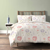 OLIVIA ROCCO Luxury Super Soft Cotton Rich Duvet Sets Easycare Comfortable Bedding Includes Duvet Cover & Pillowcases in Single Double King Size MEADOW NATURAL / SINGLE Duvet Cover