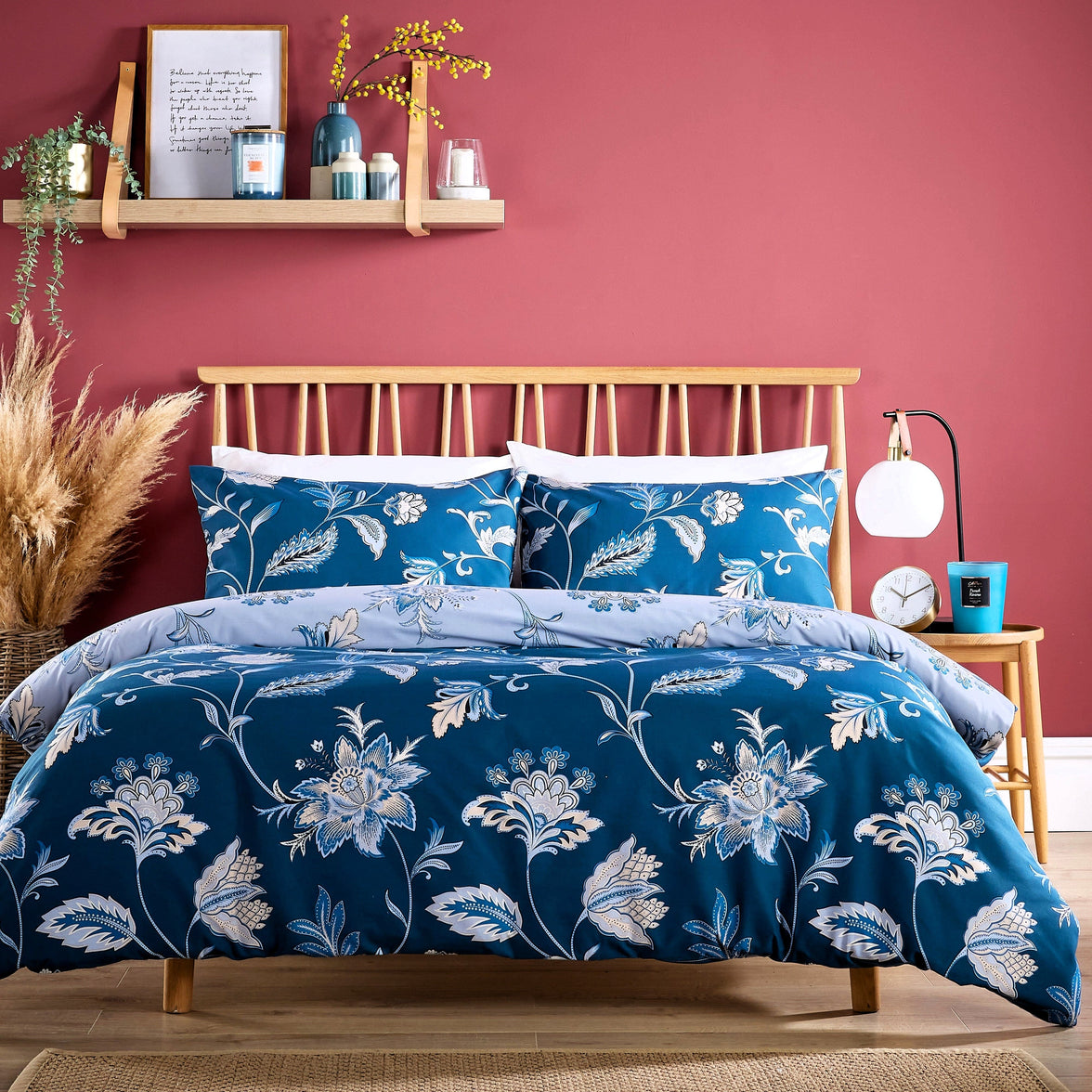 OLIVIA ROCCO Luxury Super Soft Cotton Rich Duvet Sets Easycare Comfortable Bedding Includes Duvet Cover & Pillowcases in Single Double King Size SHIMLA TEAL / SINGLE Duvet Cover