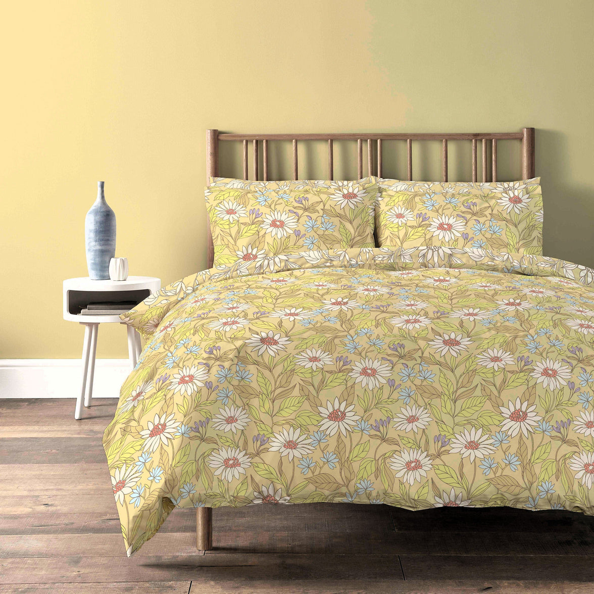 OLIVIA ROCCO Luxury Super Soft Cotton Rich Duvet Sets Easycare Comfortable Bedding Includes Duvet Cover & Pillowcases in Single Double King Size ELINOR OCHRE / SINGLE Duvet Cover