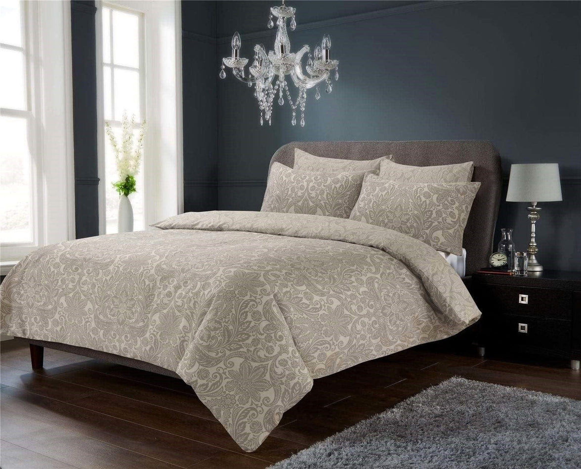 OLIVIA ROCCO Luxury Super Soft Cotton Rich Duvet Sets Easycare Comfortable Bedding Includes Duvet Cover & Pillowcases in Single Double King Size CHANTILLY NATURAL / SINGLE Duvet Cover