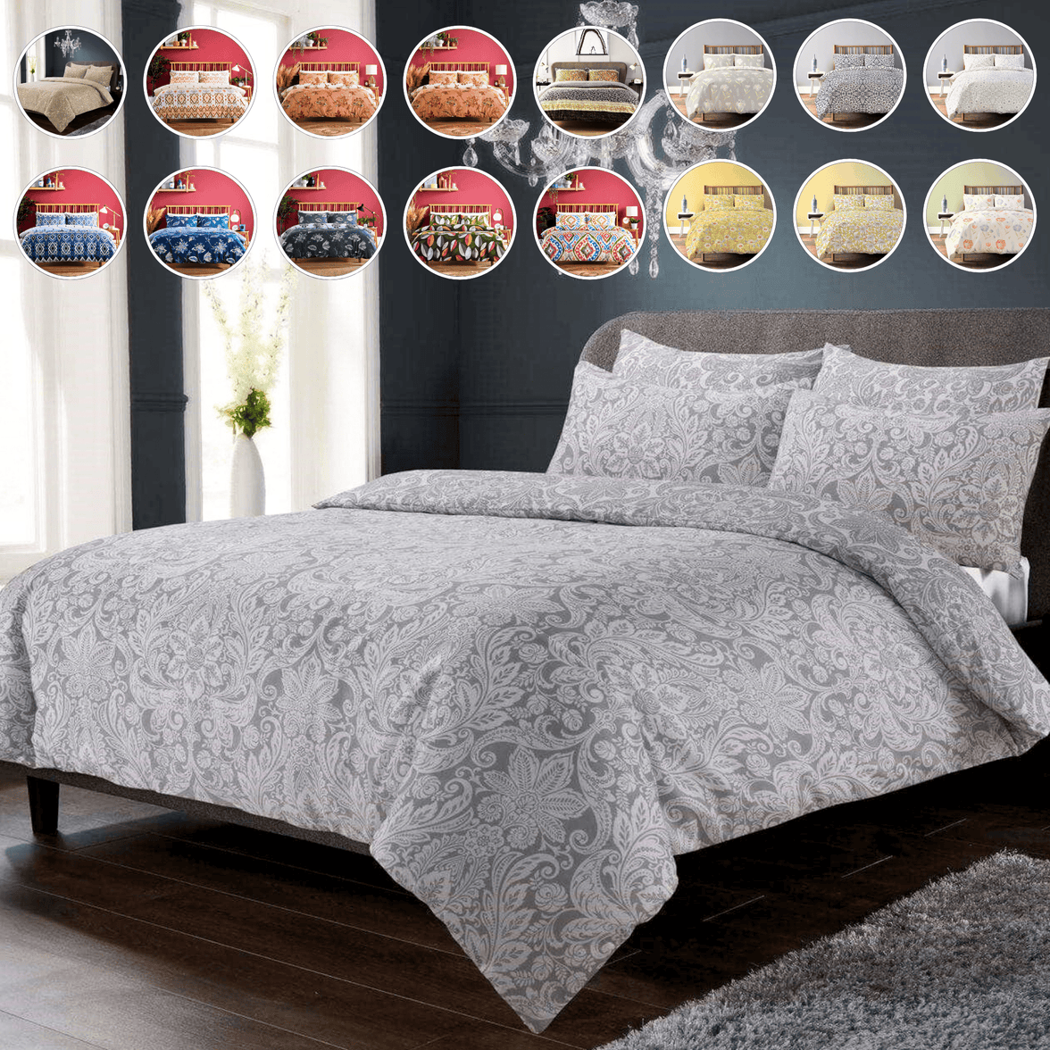 OLIVIA ROCCO Luxury Super Soft Cotton Rich Duvet Sets Easycare Comfortable Bedding Includes Duvet Cover & Pillowcases in Single Double King Size Duvet Cover