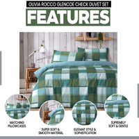 Glencoe Reversible Check Duvet Cover Set with Pillowcases Classic Polycotton Bedding Available in Single Double King Sizes by OLIVIA ROCCO Duvet Cover