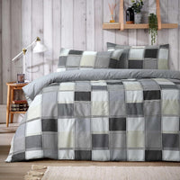 Glencoe Reversible Check Duvet Cover Set with Pillowcases Classic Polycotton Bedding Available in Single Double King Sizes by OLIVIA ROCCO GREY / SINGLE Duvet Cover