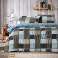 Glencoe Reversible Check Duvet Cover Set with Pillowcases Classic Polycotton Bedding Available in Single Double King Sizes by OLIVIA ROCCO NATURAL / SINGLE Duvet Cover