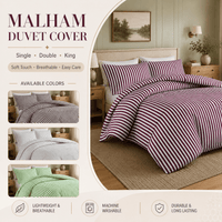 OLIVIA ROCCO Malham Stripe Double Duvet Cover Set Soft Microfibre Bedding Reversible Quilted Bed Sets with Pillowcases Duvet Cover
