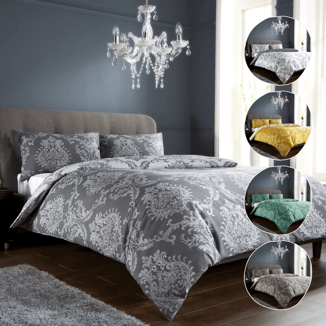 Royal Damask Luxury Super Soft Cotton Rich Duvet Set Easycare Comfortable Bedding Includes Duvet Cover & Pillowcases in Single Double King Sizes by OLIVIA ROCCO Duvet Cover