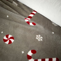 Candy Cane Teddy Fleece Duvet Cover Set Quilt Cover Cosy Bedding with Pillowcases Super Soft Easy Care Bed Linen Sets by Olivia Rocco Duvet Cover