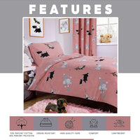 Pink Dog Print Duvet Cover Set with Matching Curtains Cosy Cotton Blend Bedding for Kids and Adults by OLIVIA ROCCO Duvet Cover