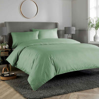 Mayfair Stripe Elegant Reversible Satin Duvet Cover Set with Comforter Multiple Sizes & Colours Luxurious Bedding Collection by OLIVIA ROCCO SINGLE / SAGE GREEN Duvet Cover