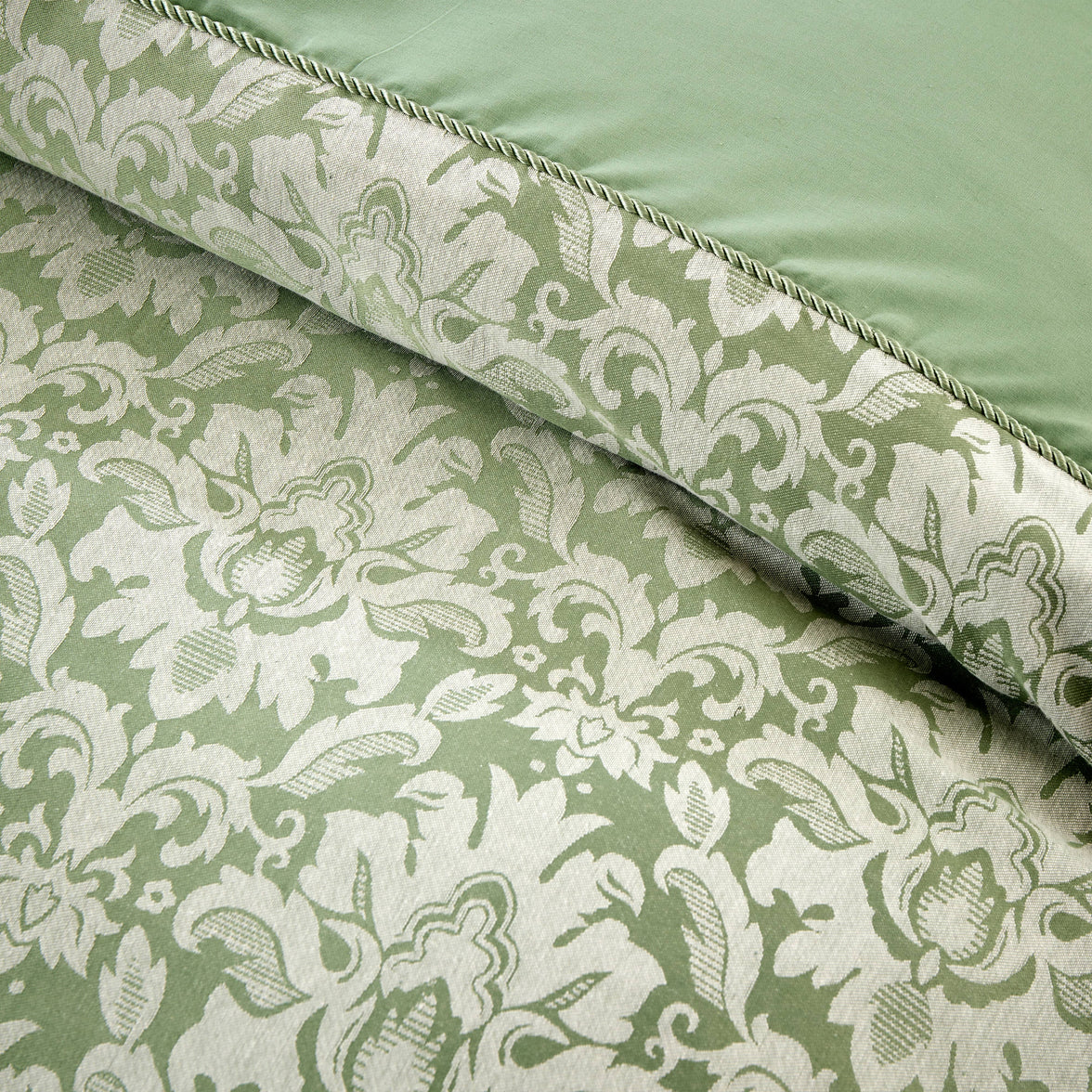 OLIVIA ROCCO Sage Green Savoy Jacquard Duvet Cover Set Quilted Bedding Covers with Pillowcases Luxurious Soft Durable Damask Pattern Quilt Bed Sets Duvet Cover