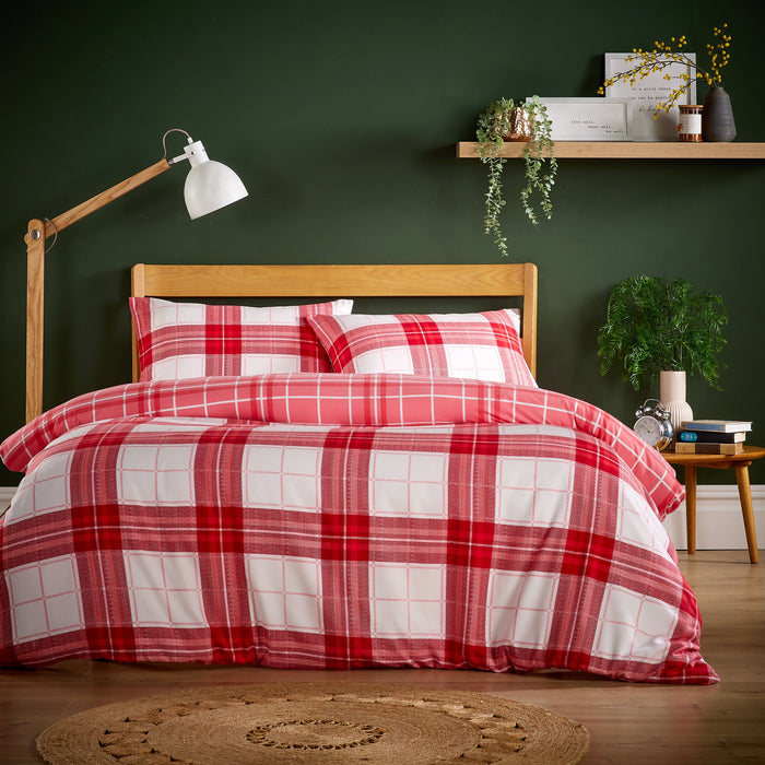 Alba Red Super Soft Flannel Duvet Cover Set with Pillowcases Warm & Cosy Quilt Bedding in Multiple Sizes Available by OLIVIA ROCCO SINGLE / ALBA RED Duvet Cover