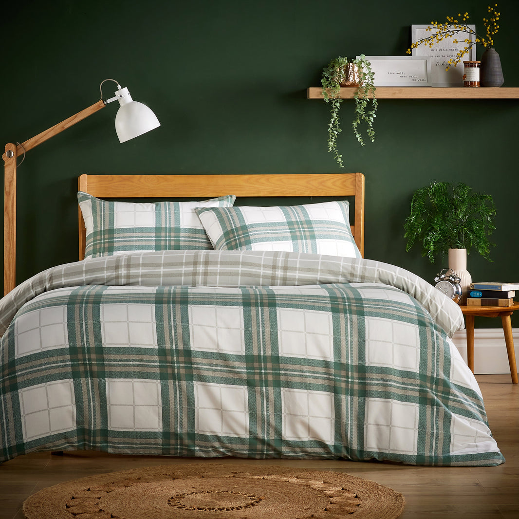 Alba Sage Green Super Soft Flannel Duvet Cover Set with Pillowcases Warm & Cosy Quilt Bedding in Multiple Sizes Available by OLIVIA ROCCO SINGLE / ALBA SAGE GREEN Duvet Cover