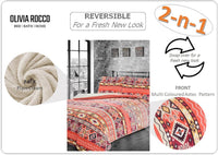 Aztec Print Teddy Fleece Duvet Set with Reversible Sherpa Fur Luxurious Winter Comfort in Single Double King Sizes by OLIVIA ROCCO Duvet Cover