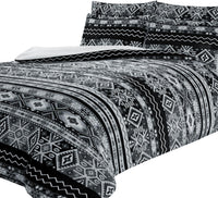 Aztec Print Teddy Fleece Duvet Set with Reversible Sherpa Fur Luxurious Winter Comfort in Single Double King Sizes by OLIVIA ROCCO SINGLE / BLACK Duvet Cover
