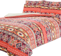 Aztec Print Teddy Fleece Duvet Set with Reversible Sherpa Fur Luxurious Winter Comfort in Single Double King Sizes by OLIVIA ROCCO SINGLE / ORANGE Duvet Cover