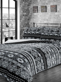 Aztec Print Teddy Fleece Duvet Set with Reversible Sherpa Fur Luxurious Winter Comfort in Single Double King Sizes by OLIVIA ROCCO Duvet Cover