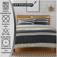 Miami Stripes Reversible Duvet Cover Set Hypoallergenic High-Quality Cotton Blend Bedding Available in Grey Natural Green Multiple Sizes by OLIVIA ROCCO Duvet Cover