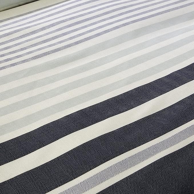 Miami Stripes Reversible Duvet Cover Set Hypoallergenic High-Quality Cotton Blend Bedding Available in Grey Natural Green Multiple Sizes by OLIVIA ROCCO Duvet Cover