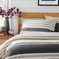 Miami Stripes Reversible Duvet Cover Set Hypoallergenic High-Quality Cotton Blend Bedding Available in Grey Natural Green Multiple Sizes by OLIVIA ROCCO Duvet Cover