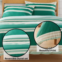 Miami Stripes Reversible Duvet Cover Set Hypoallergenic High-Quality Cotton Blend Bedding Available in Grey Natural Green Multiple Sizes by OLIVIA ROCCO Duvet Cover