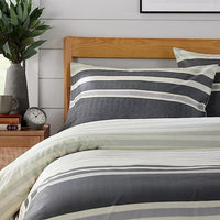 Miami Stripes Reversible Duvet Cover Set Hypoallergenic High-Quality Cotton Blend Bedding Available in Grey Natural Green Multiple Sizes by OLIVIA ROCCO Duvet Cover