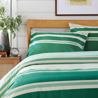 Miami Stripes Reversible Duvet Cover Set Hypoallergenic High-Quality Cotton Blend Bedding Available in Grey Natural Green Multiple Sizes by OLIVIA ROCCO Duvet Cover