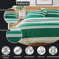 Miami Stripes Reversible Duvet Cover Set Hypoallergenic High-Quality Cotton Blend Bedding Available in Grey Natural Green Multiple Sizes by OLIVIA ROCCO Duvet Cover