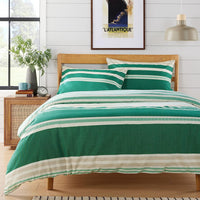 Miami Stripes Reversible Duvet Cover Set Hypoallergenic High-Quality Cotton Blend Bedding Available in Grey Natural Green Multiple Sizes by OLIVIA ROCCO SINGLE / GREEN Duvet Cover