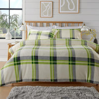 Orkney Check Fleece Duvet Set Grey Green Super Soft Luxurious Bedding Single Double King with Pillowcases Perfect for Winter Nights by OLIVIA ROCCO SINGLE / GREEN Duvet Cover