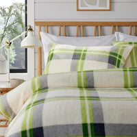 Orkney Check Fleece Duvet Set Grey Green Super Soft Luxurious Bedding Single Double King with Pillowcases Perfect for Winter Nights by OLIVIA ROCCO KING / GREEN Duvet Cover