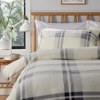 Orkney Check Fleece Duvet Set Grey Green Super Soft Luxurious Bedding Single Double King with Pillowcases Perfect for Winter Nights by OLIVIA ROCCO Duvet Cover