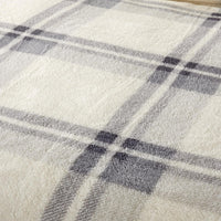 Orkney Check Fleece Duvet Set Grey Green Super Soft Luxurious Bedding Single Double King with Pillowcases Perfect for Winter Nights by OLIVIA ROCCO Duvet Cover