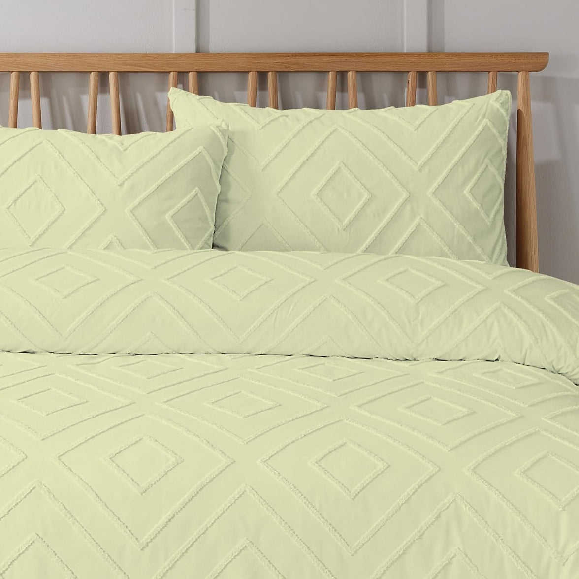 Como Tufted Duvet Cover Set with Pillowcases Grey Natural White Elegant Easy-Care Bedding Single Double King Sizes by OLIVIA ROCCO Duvet Cover