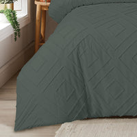 Como Tufted Duvet Cover Set with Pillowcases Grey Natural White Elegant Easy-Care Bedding Single Double King Sizes by OLIVIA ROCCO Duvet Cover