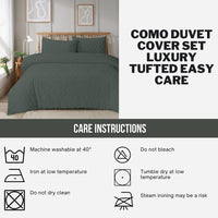 Como Tufted Duvet Cover Set with Pillowcases Grey Natural White Elegant Easy-Care Bedding Single Double King Sizes by OLIVIA ROCCO Duvet Cover