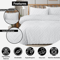Como Tufted Duvet Cover Set with Pillowcases Grey Natural White Elegant Easy-Care Bedding Single Double King Sizes by OLIVIA ROCCO Duvet Cover