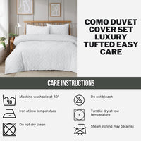 Como Tufted Duvet Cover Set with Pillowcases Grey Natural White Elegant Easy-Care Bedding Single Double King Sizes by OLIVIA ROCCO Duvet Cover