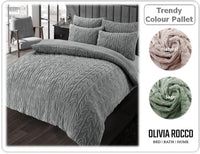 Leaf Print Teddy Fleece Duvet Set with Reversible Sherpa Fleece Ultra-Soft Winter Bedding for Single Double King Size Beds by OLIVIA ROCCO Duvet Cover