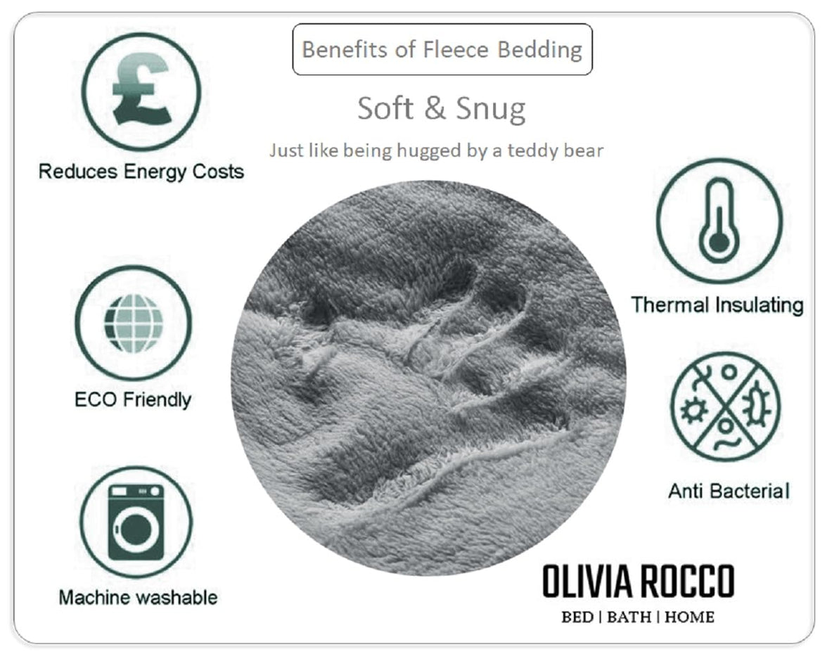 Leaf Print Teddy Fleece Duvet Set with Reversible Sherpa Fleece Ultra-Soft Winter Bedding for Single Double King Size Beds by OLIVIA ROCCO Duvet Cover