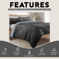Maine Check Super Soft Fluffy Fleece Duvet Cover Set with Pillowcases Reversible Bedding for Winter Warmth in Black Grey by OLIVIA ROCCO Duvet Cover