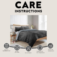 Maine Check Super Soft Fluffy Fleece Duvet Cover Set with Pillowcases Reversible Bedding for Winter Warmth in Black Grey by OLIVIA ROCCO Duvet Cover