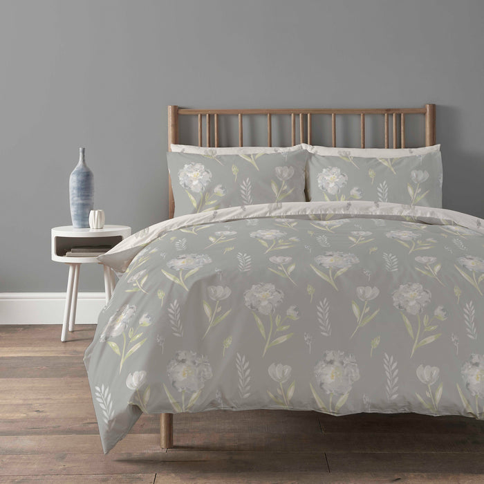 Meadow Grey Duvet Cover Set Super Soft Printed Floral Bedding with Pillow Case Easy Care Quilt Set by OLIVIA ROCCO SINGLE / MEADOW GREY Duvet Cover