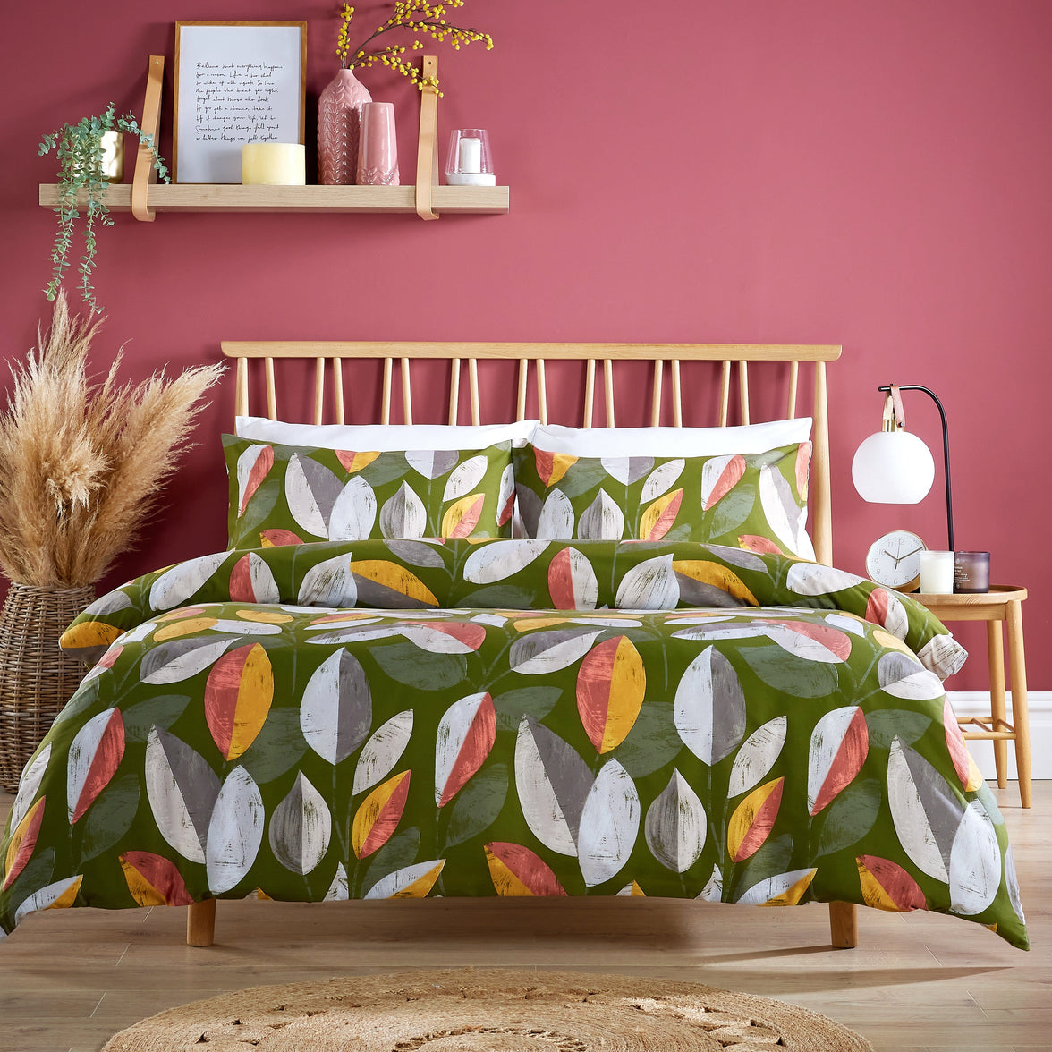 Bodenham Leaf Print Duvet Cover Bedding Set Ultra Soft Cotton Blend Fade & Shrink Resistant Includes Quilt Cover & Pillowcases Single Double & King Sizes by OLIVIA ROCCO SINGLE / MULTI Duvet Cover