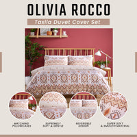 Taxila Duvet Cover Set Easy Care Quilt Covers with Pillowcases Super Soft Reversible Bedding Bed Linen Sets for Bedroom Décor by OLIVIA ROCCO Duvet Cover