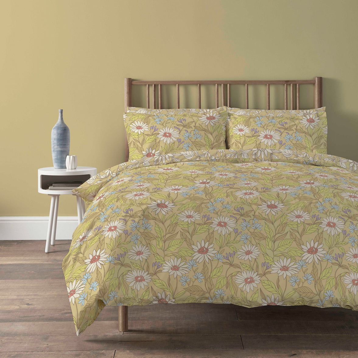 Elinor Ochre Duvet Cover Set Super Soft Floral Printed Bedding with Pillow Cases Easy Care Bed Linen by OLIVIA ROCCO SINGLE / OCHRE Duvet Cover