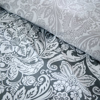 OLIVIA ROCCO Aria Grey Printed Reversible Duvet Cover Set Quilted Polyester Blend with Button Closure Single Double King Size Duvet Cover