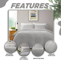 Belgravia Grey Cotton Rich Duvet Cover Set with Pillowcases Soft Easy Care Modern Quilt Bedding Bed Linen Set by OLIVIA ROCCO Duvet Cover