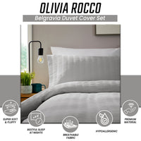 Belgravia Grey Cotton Rich Duvet Cover Set with Pillowcases Soft Easy Care Modern Quilt Bedding Bed Linen Set by OLIVIA ROCCO Duvet Cover