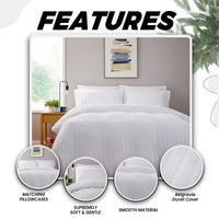 Belgravia White Cotton Rich Duvet Cover Set with Pillowcases Soft Easy Care Modern Quilt Bedding Bed Linen Set by OLIVIA ROCCO Duvet Cover